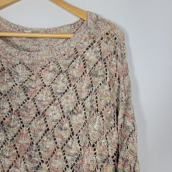 J. Jill Women's Pointelle Loose Knit 3/4 Sleeve Light Weight Sweater Size L - Picture 3 of 14